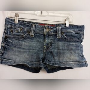 GUESS Blue Denim Sexy Booty Jean Shorts Distressed Details (#889)